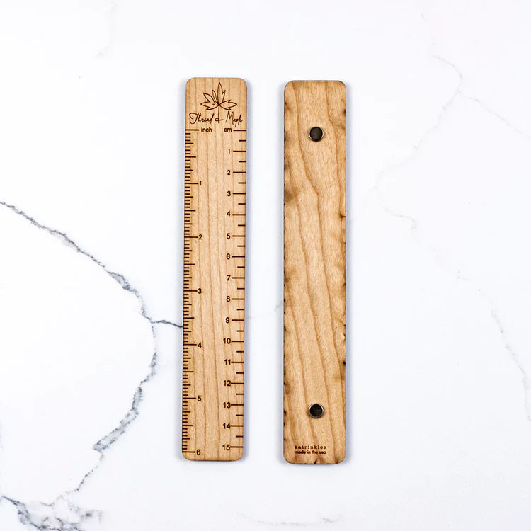 6 Inch Wooden Ruler Magnetic Cherry Wood 6
